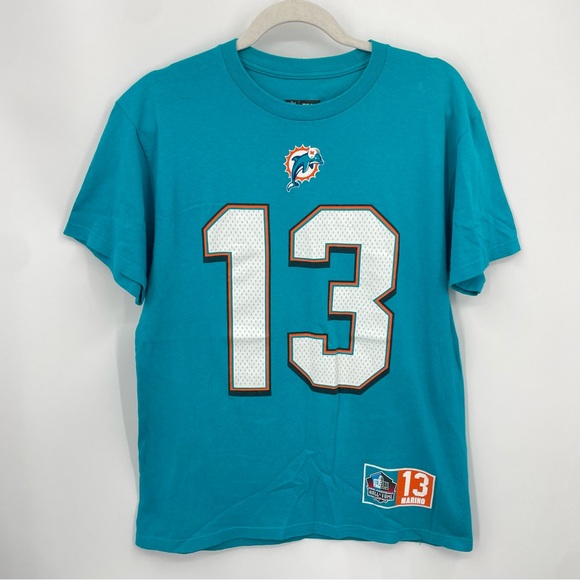 NFL team Miami Dolphins Mens M Dan Marino Hall Of Fame Short Sleeve T Shirt teal - Picture 1 of 6